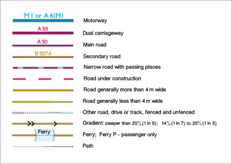 OS Map Symbols Explained - Roads & Paths